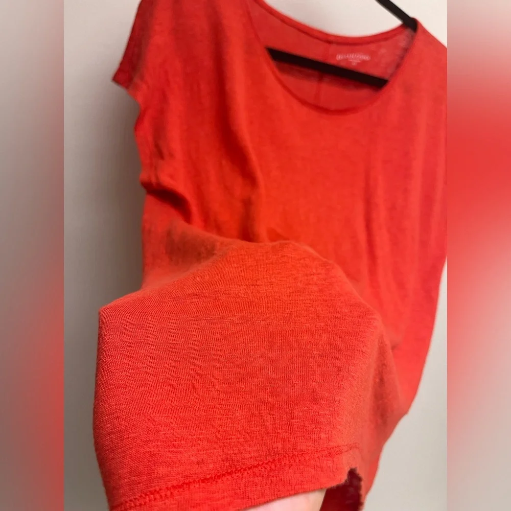 Eileen Fisher 100% Linen Red Boxy Short Sleeve Top - Picture 5 of 9